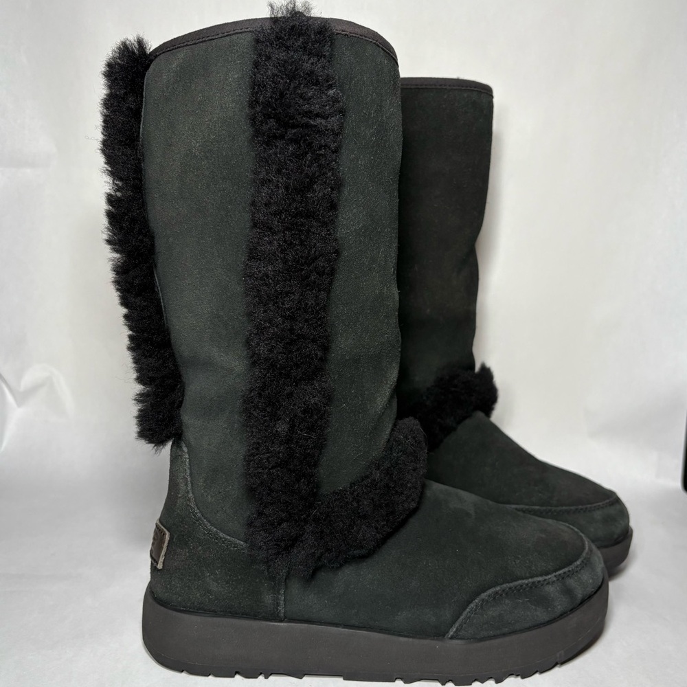 UGG Sundance Tall Black Waterproof Sheepskin Boots Women’s Size 6 NEW UNUSED